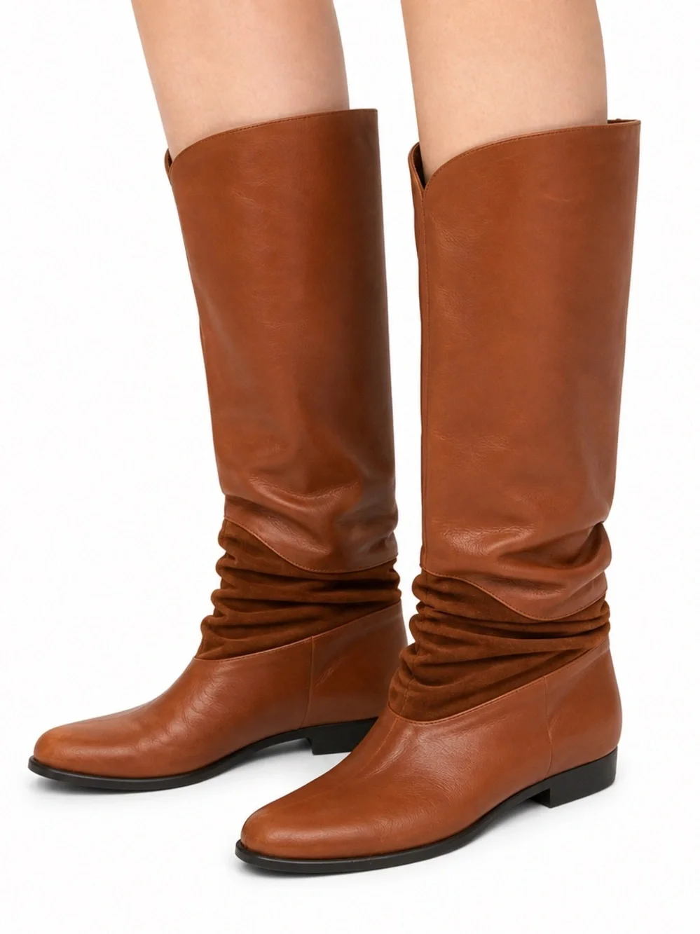 Vintage 80s Jaqueline Ferrar brown camel tone leather and suede boots. 10